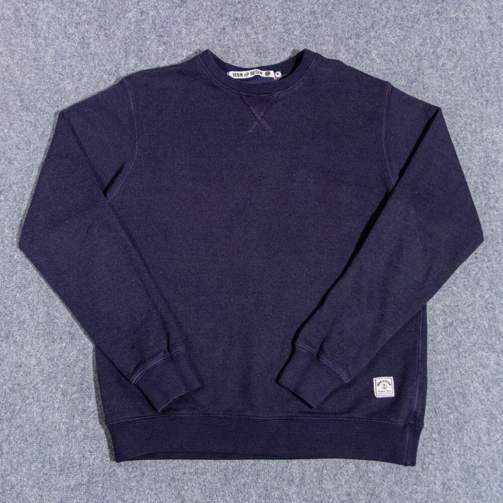 Iron And Resin Sweatshirt Men's Medium Navy Blue French Terry USA Made Libertad